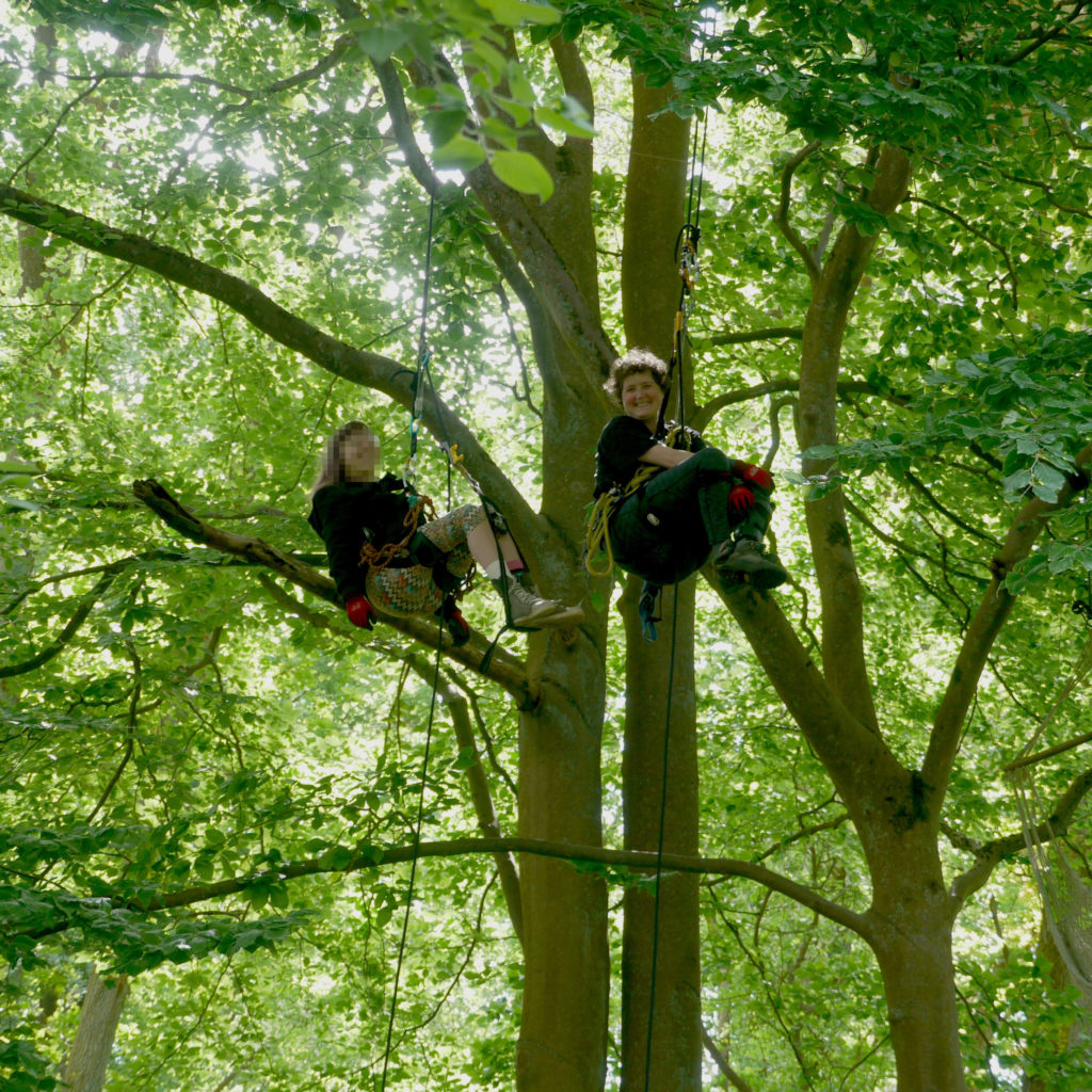 2 Menschen oben im Baum